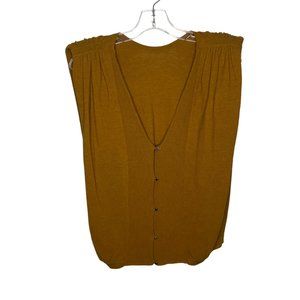 Ba&sh Womens Top Size 0 Mustard Yellow Short Sleeve Button Front Casual Blouse